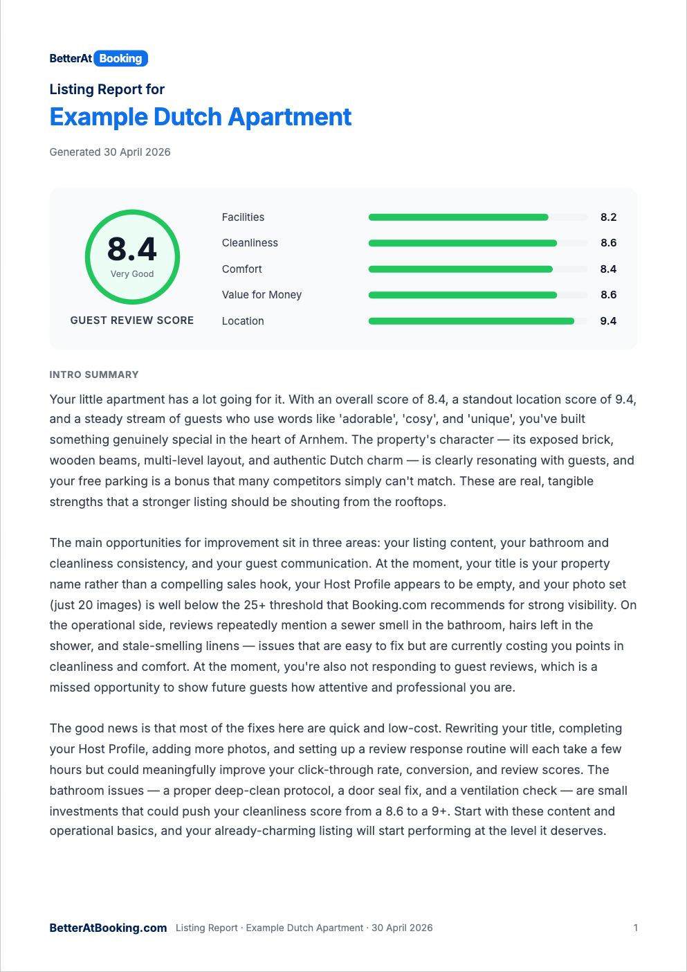 Sample listing report page 1